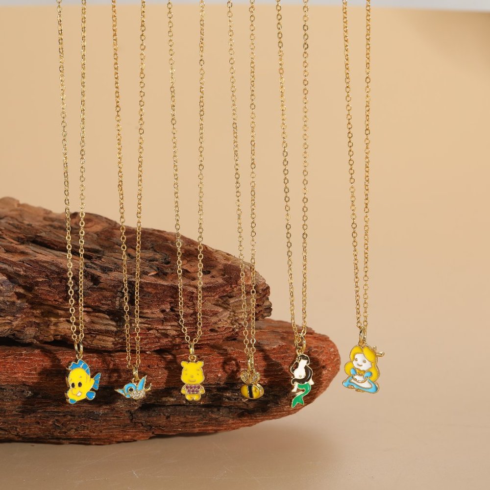 3/$35 14K Gold Plated Princess Copper Charm Pendant Necklace Gifts Girls - Picture 3 of 6